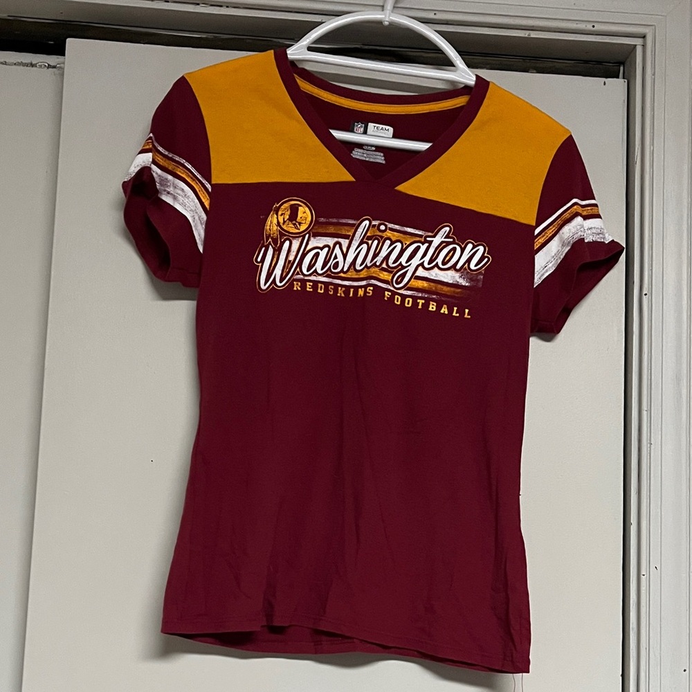 NFL Washington Redskins Burgundy and Gold V-Neck Tee